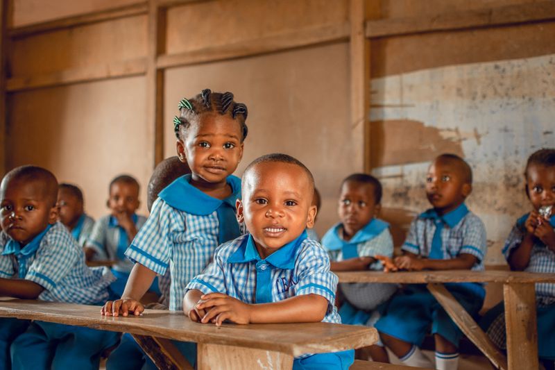 Happy children in Nigerian classroom