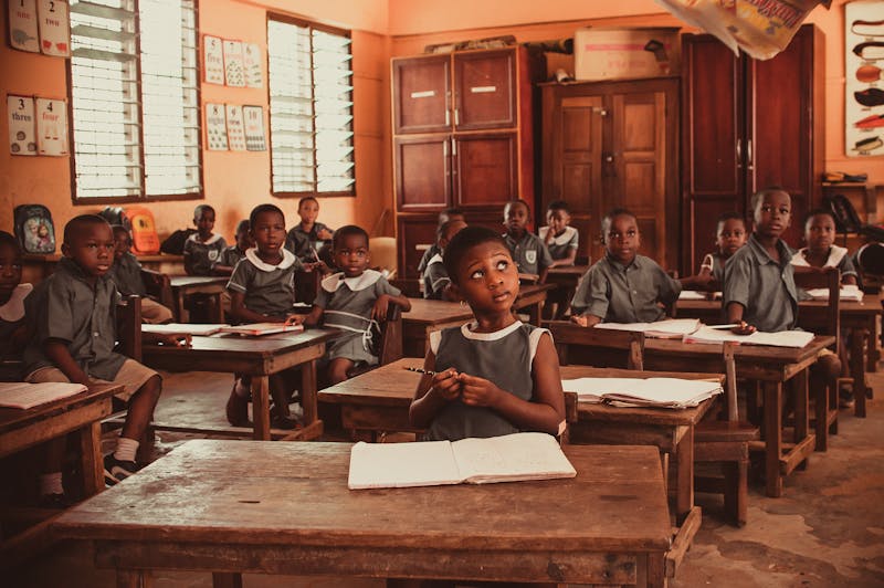 African children in classroom lesson